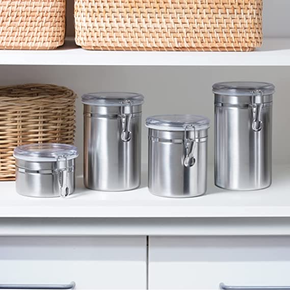 Set Of 4 Stainless Steel Airtight Sealed Canister, Coffee Flour Sugar Tea Container, Kitchen Container Seal Storage Jars With Plastic Cover, Miscellaneous Grain Food Storage Containers, Metal Sealed Can, Tea Leaf Organizer, Kitchen Accessories Set Of 4 Stainless Steel Airtight Sealed Canister, Coffee Flour Sugar Tea Container, Kitchen Container Seal Storage Jars With Plastic Cover, Miscellaneous Grain Food Storage Containers, Metal Sealed Can, Tea Leaf Organizer, Kitchen Accessories